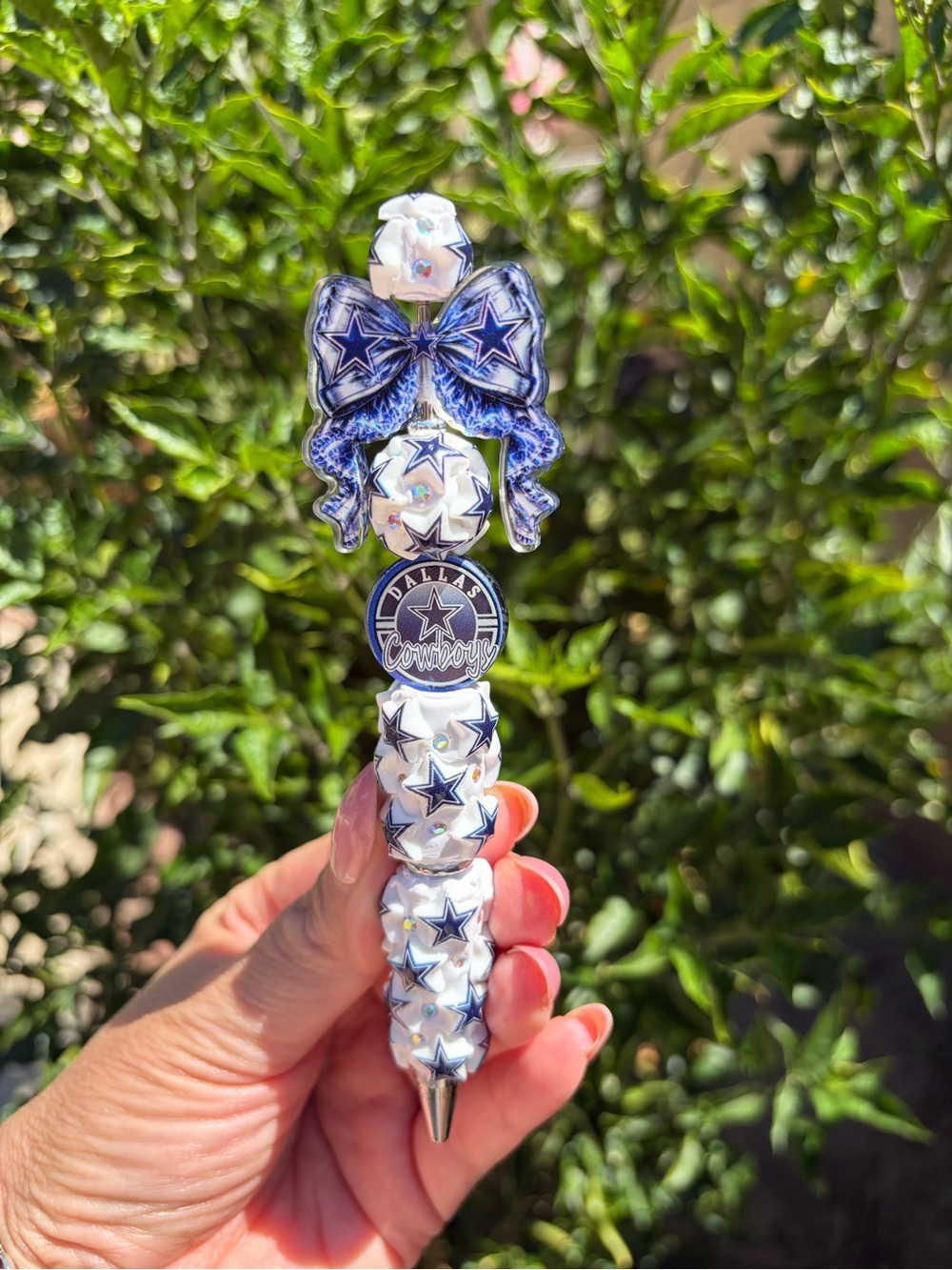 NFL Dallas Cowboys White & Navy Star Bow Pen
